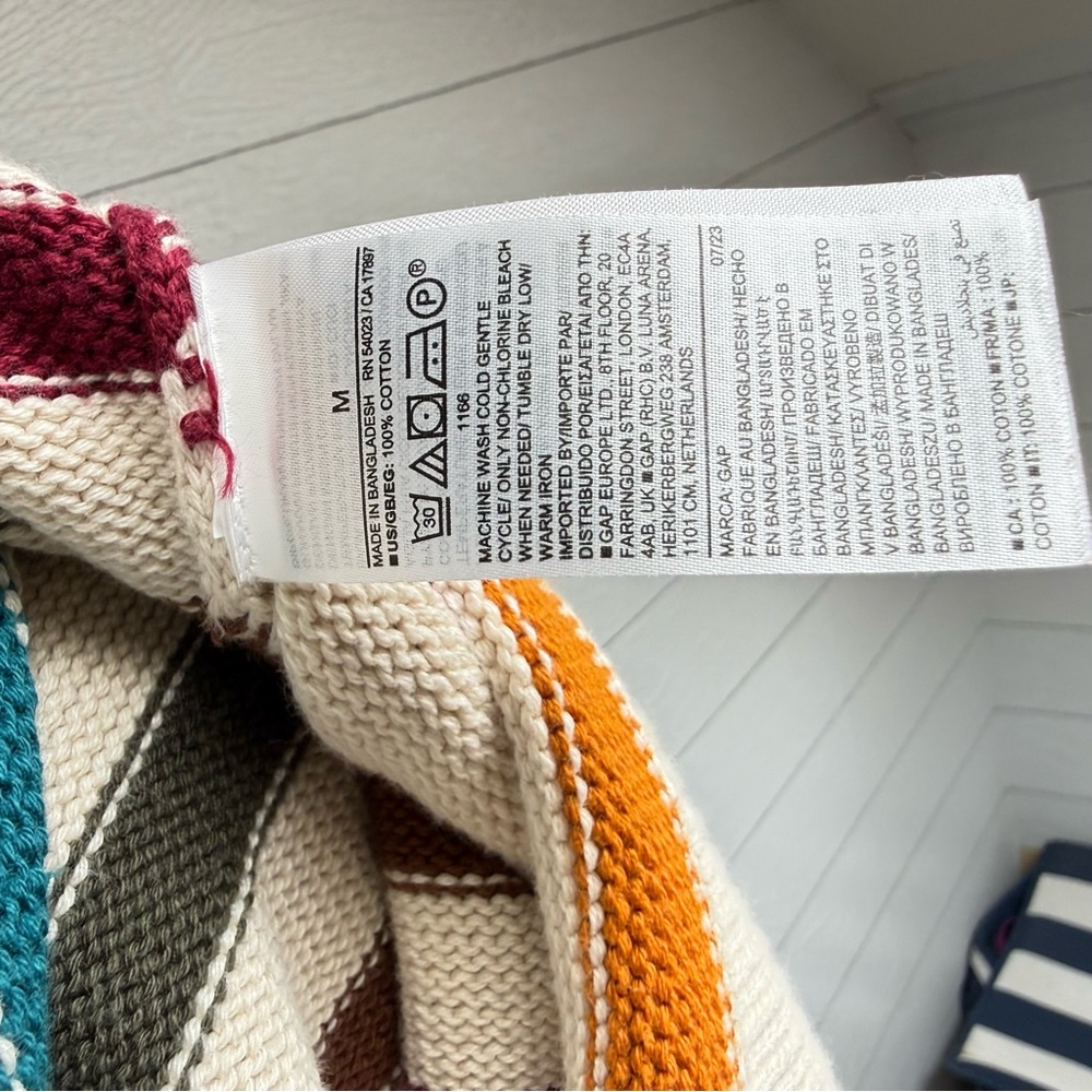 GAP Striped Cotton Knit Sweater | Coastal Earth Tones | Relaxed Fit | Size M - Picture 8 of 11